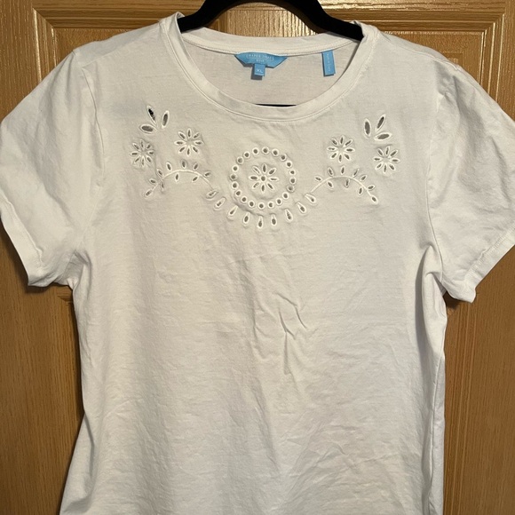 Draper James RSVP White Cut Out Tee XL Basic Cotton Short Sleeve Whimsy Modern - Picture 1 of 8
